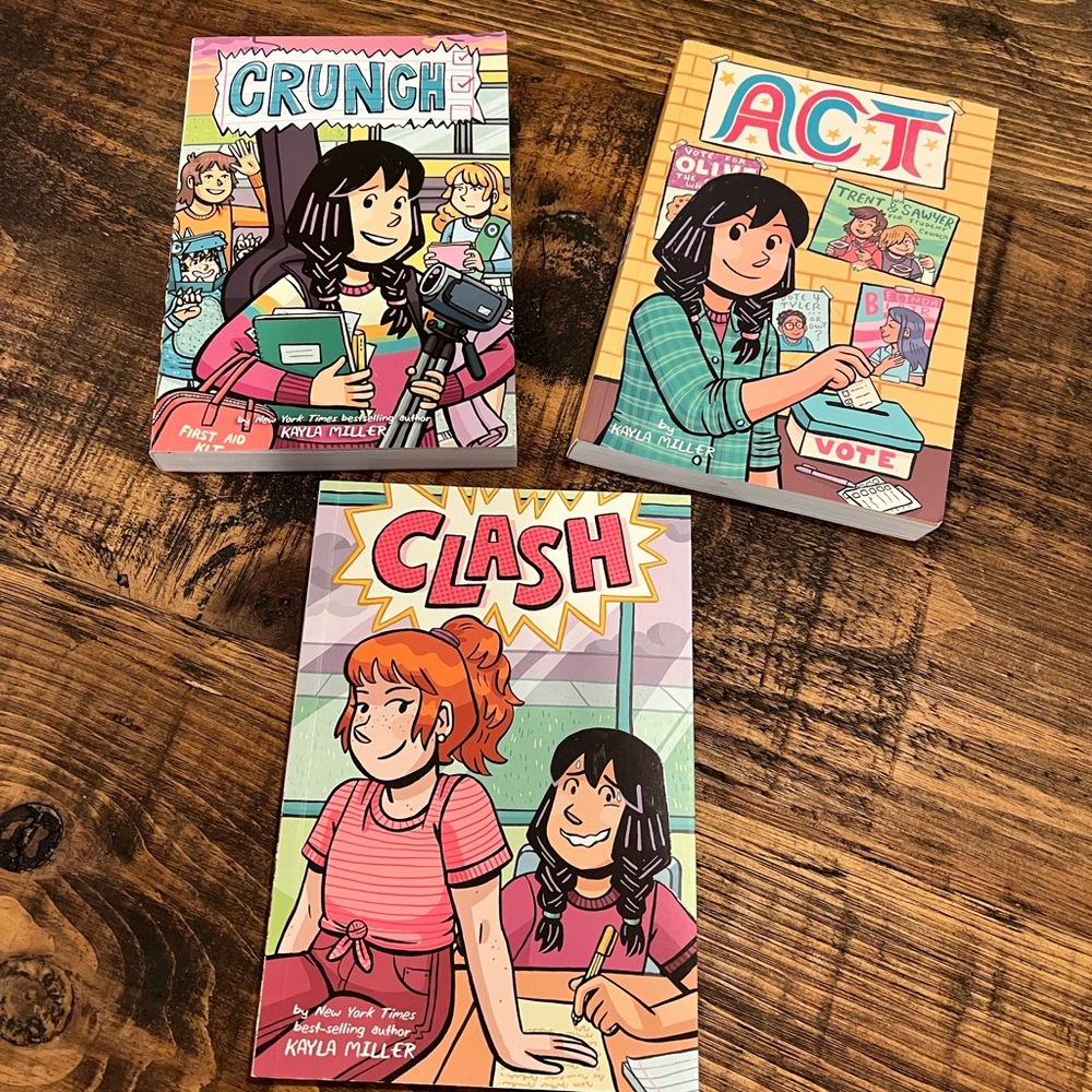 CRUNCH, ACT and CLASH teen graphic novels by Kayla Miller
